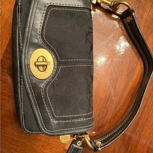 RARE Coach Legacy Stripe Pilot bag Black Signature jacquard Brass Turnlock